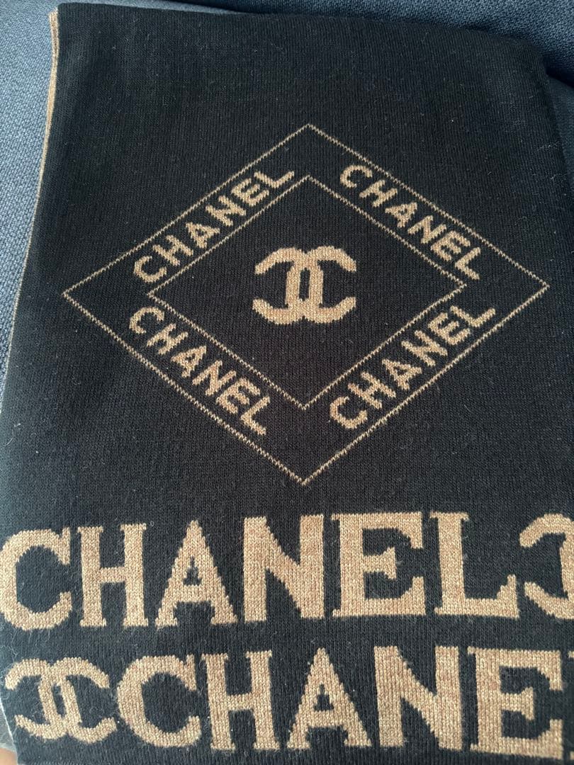 CHANEL シャネルリバーシブルマフラー ブラック ベージュ