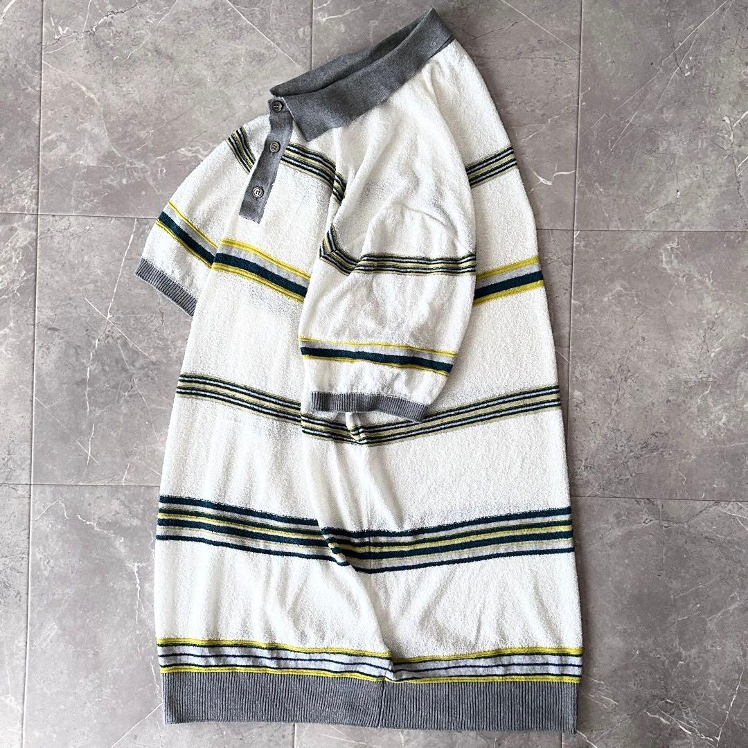 roberto collina パイル ボーダー ポロシャツ サイズXL 52