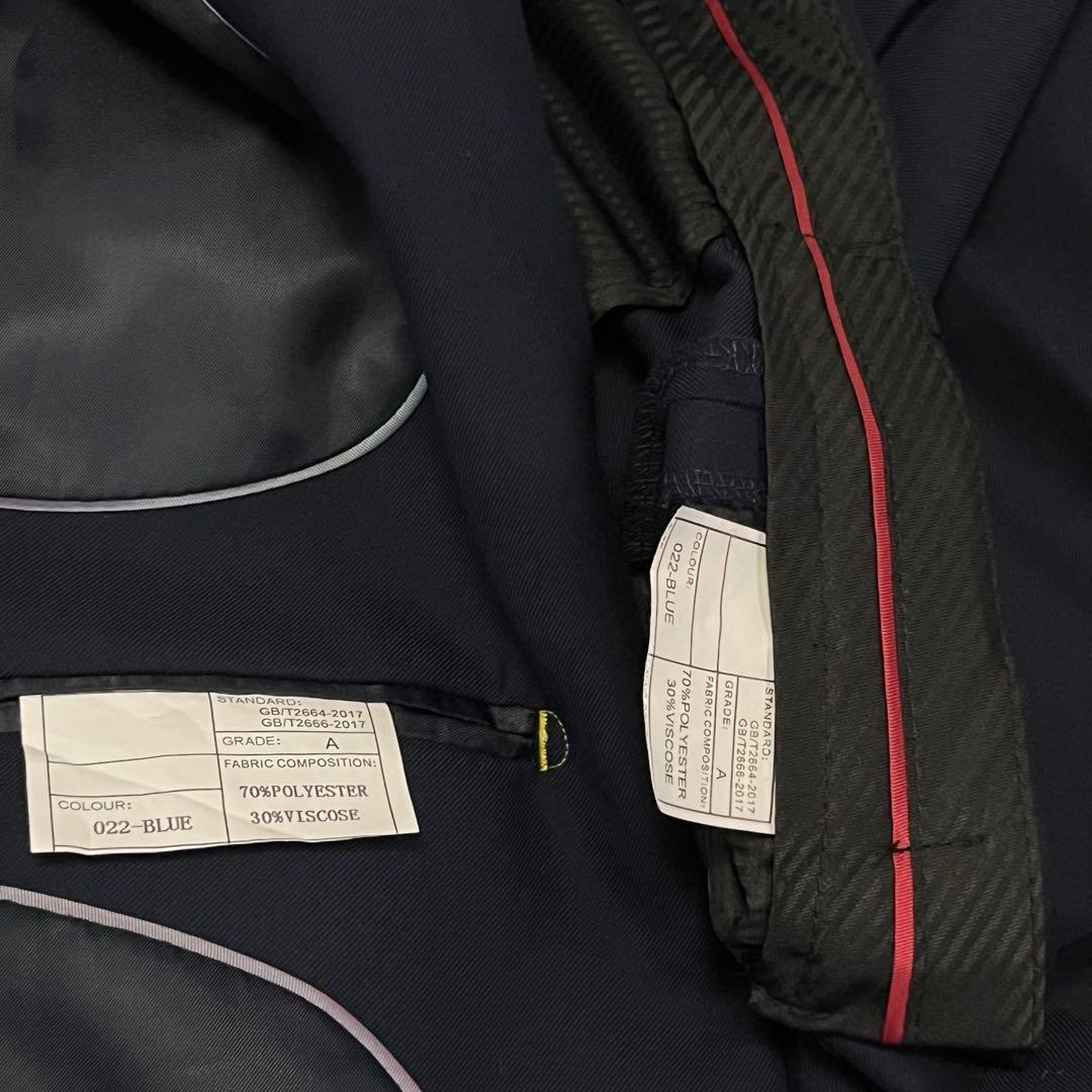 美品【3ピース】紺 ネイビー 3ピース スーツ ジャケット パンツ ベスト XL