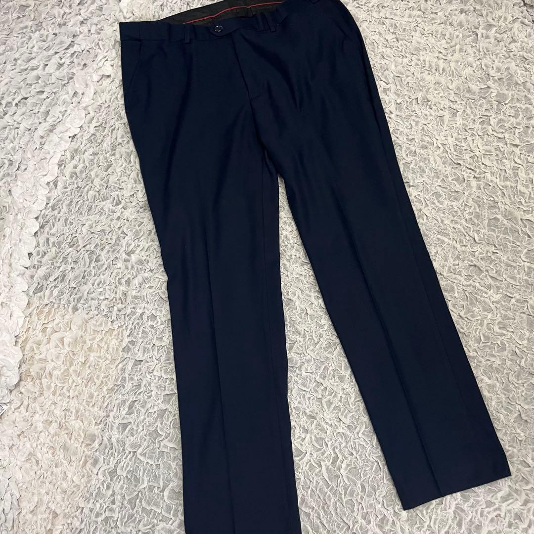 美品【3ピース】紺 ネイビー 3ピース スーツ ジャケット パンツ ベスト XL