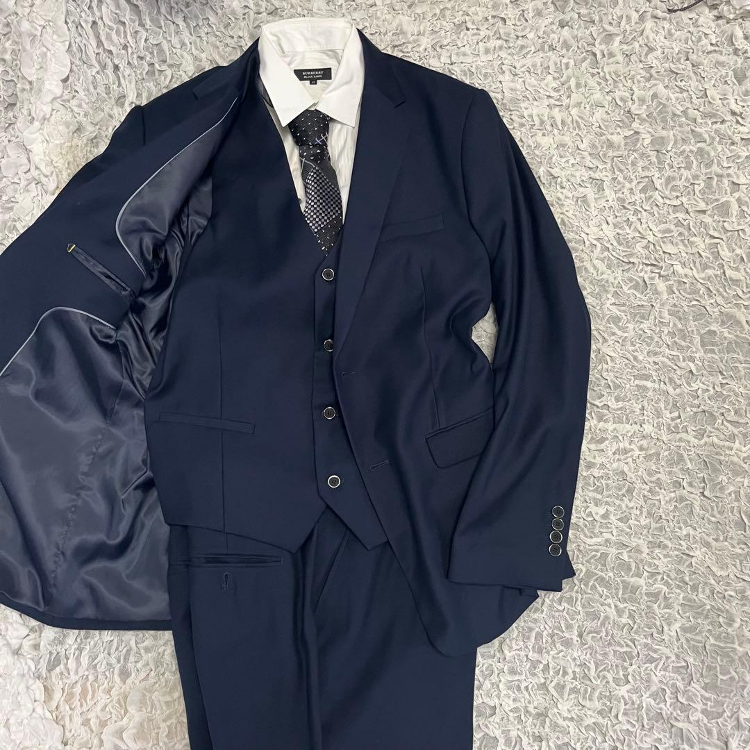 美品【3ピース】紺 ネイビー 3ピース スーツ ジャケット パンツ ベスト XL