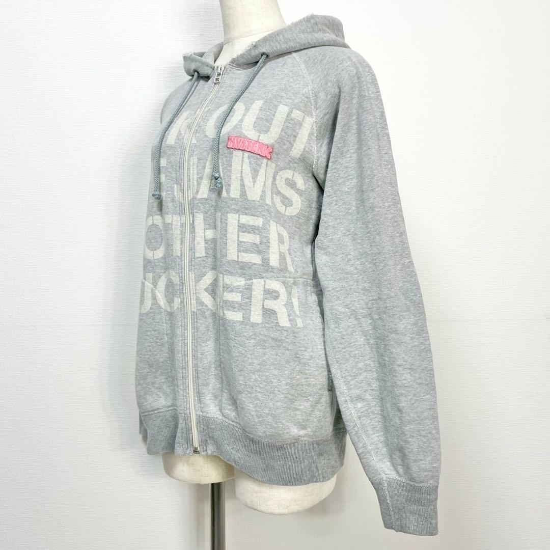 y2k❤️00s HYSTERIC GLAMOUR ロゴダメージ加工ジップパーカー