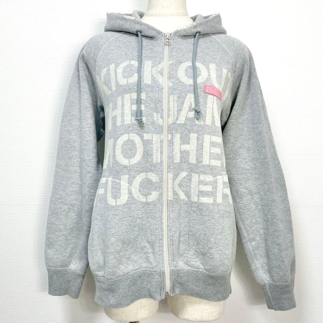 y2k❤️00s HYSTERIC GLAMOUR ロゴダメージ加工ジップパーカー