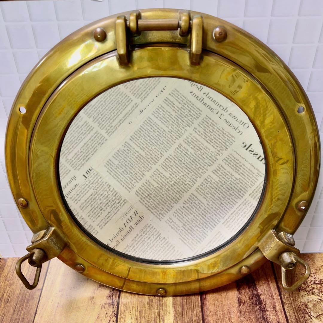 アンティーク風 船舶 真鍮（ブラス）丸窓舷窓ミラー