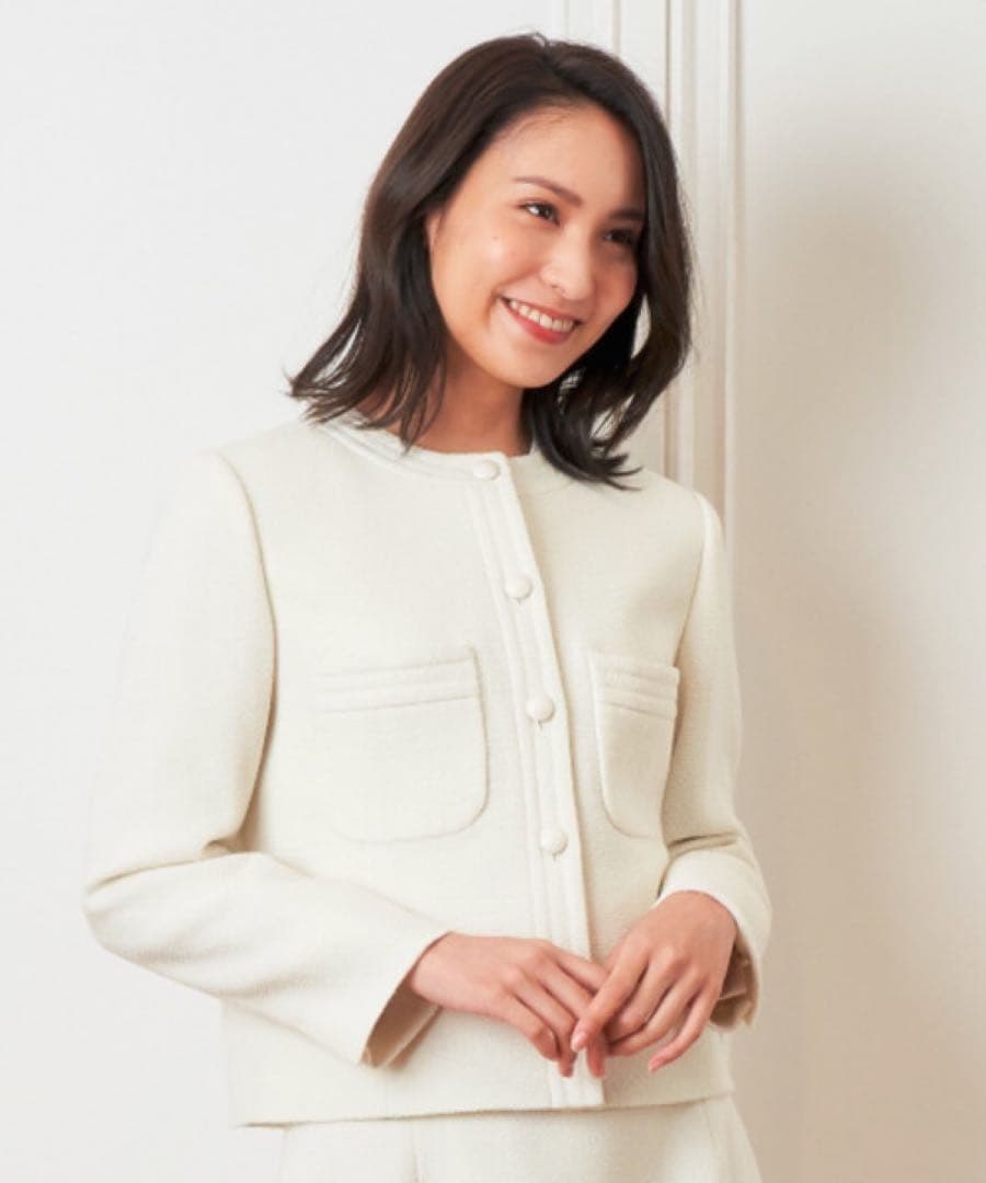 新品⭐︎ANAYIリングツィードノーカラージャケット アナイ