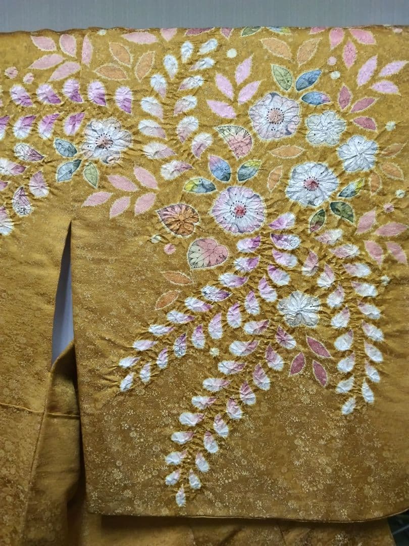 F‐306 訪問着 金通し 山吹茶 袷 辻ヶ花 暈し 翠山工房 落款 美品