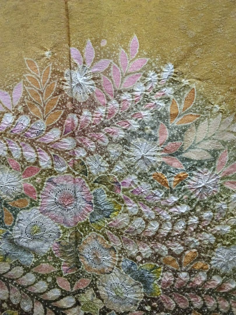 F‐306 訪問着 金通し 山吹茶 袷 辻ヶ花 暈し 翠山工房 落款 美品