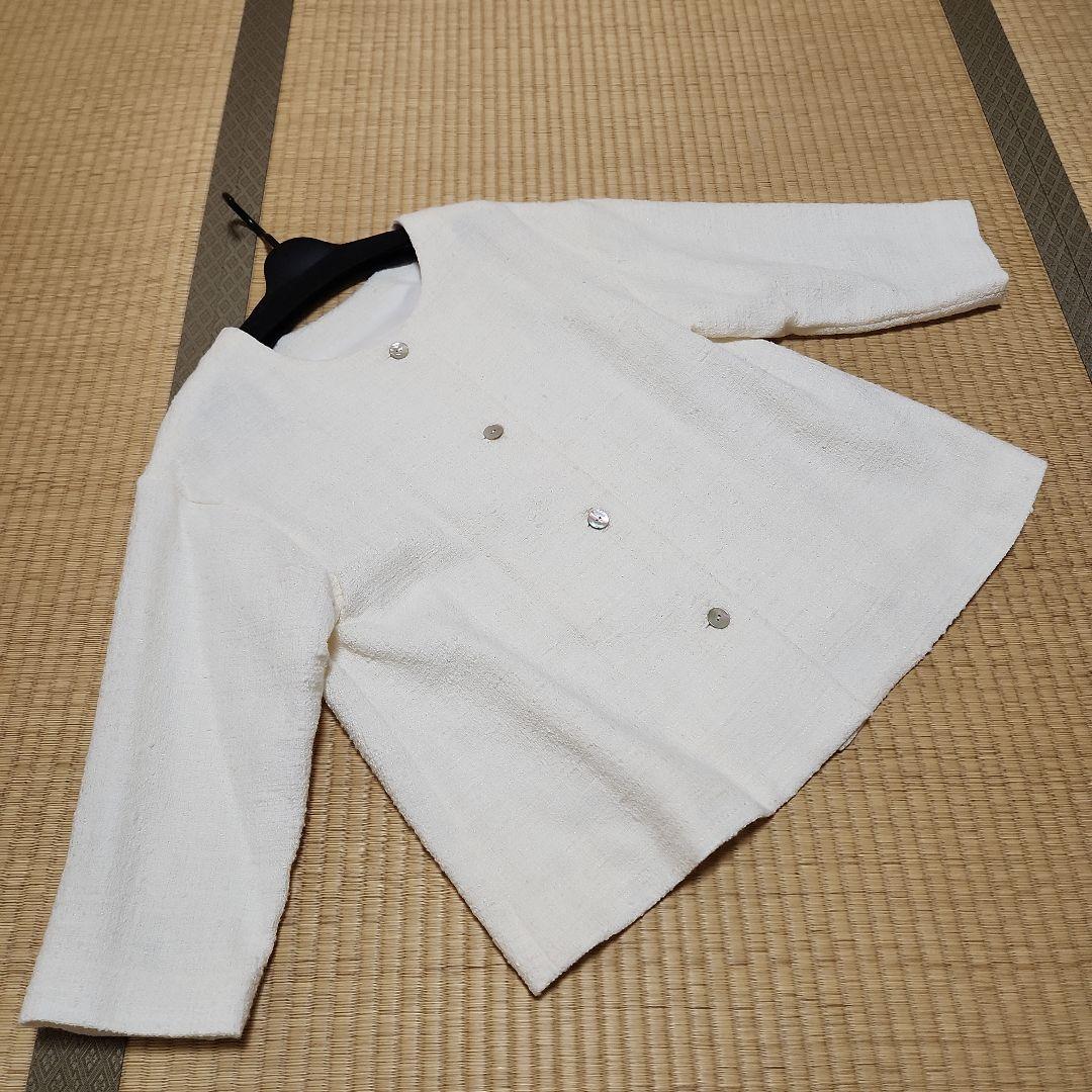 BEARDSLEY ホワイト ノーカラージャケット ツイード　美品