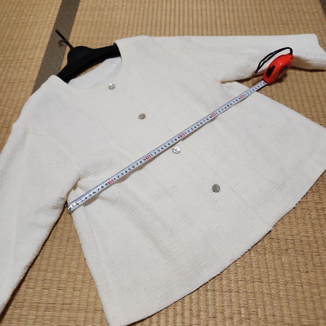 BEARDSLEY ホワイト ノーカラージャケット ツイード　美品