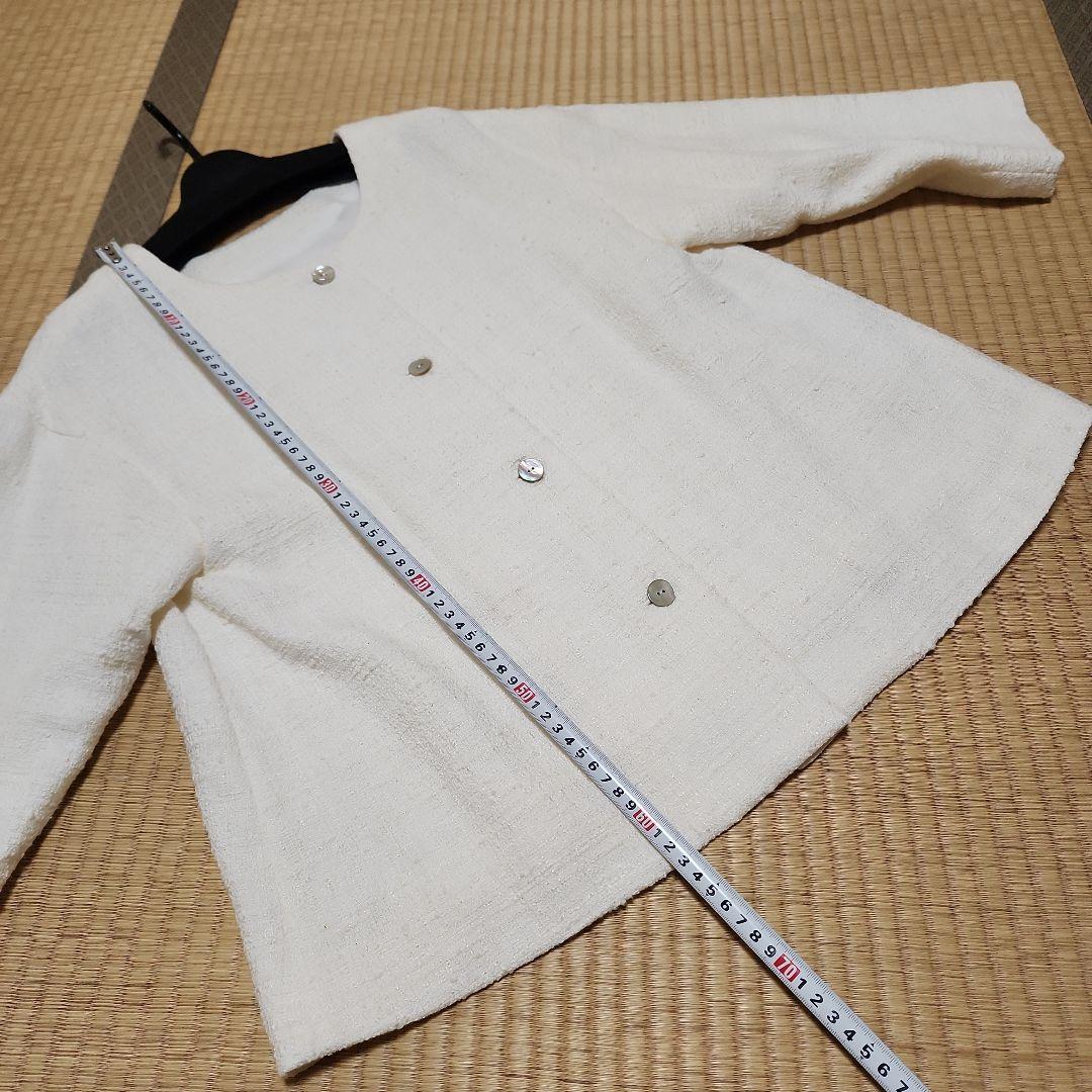 BEARDSLEY ホワイト ノーカラージャケット ツイード　美品