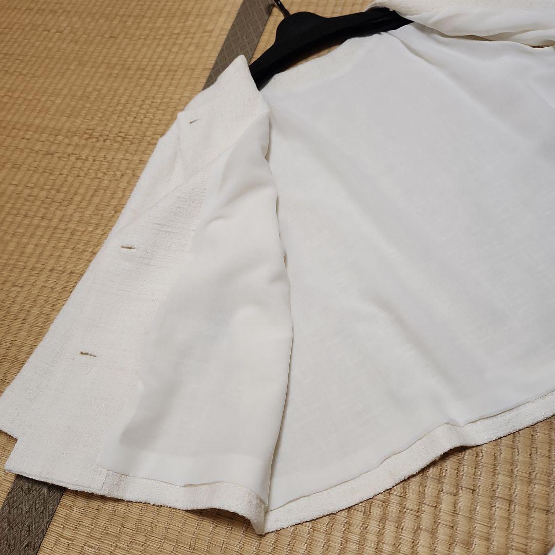 BEARDSLEY ホワイト ノーカラージャケット ツイード　美品