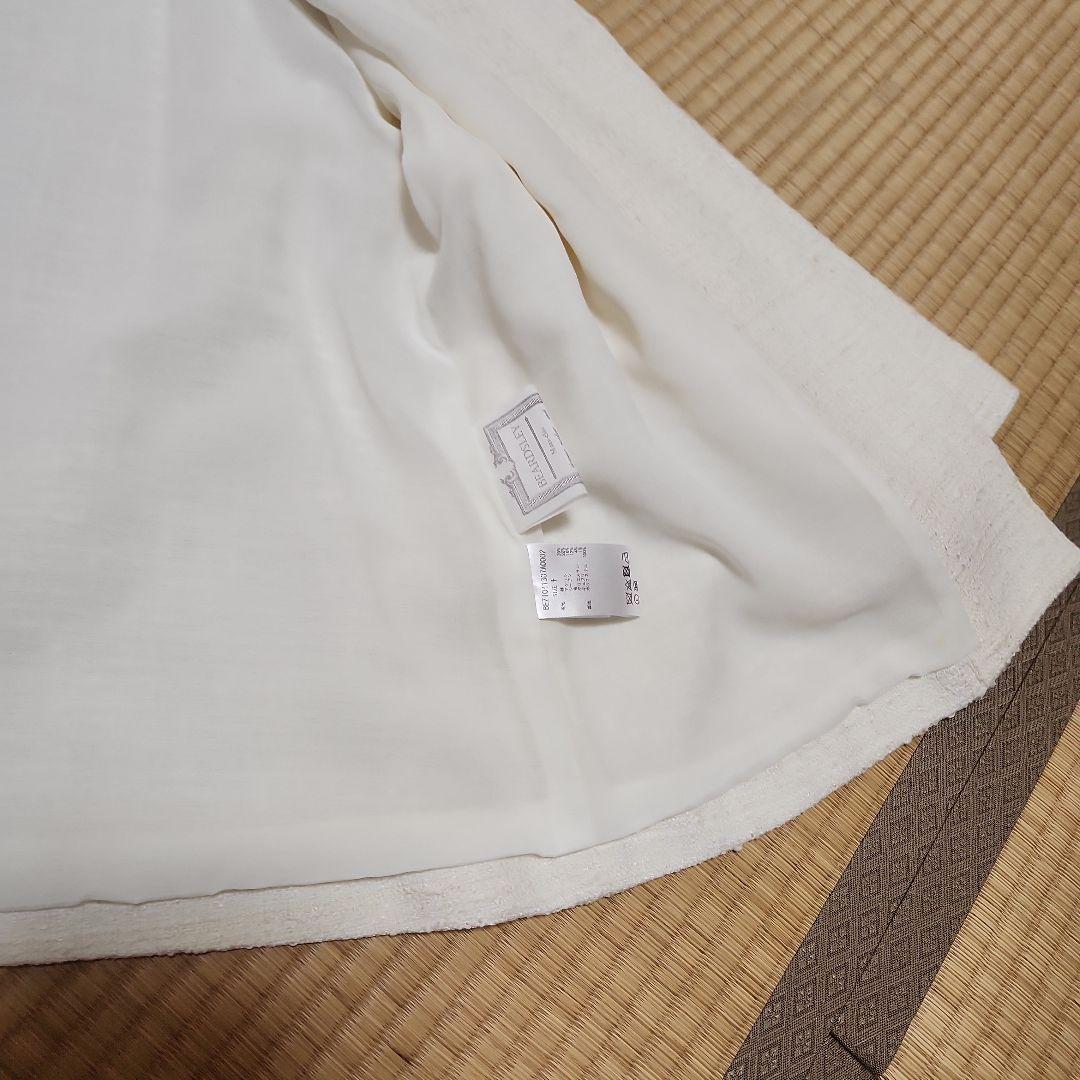 BEARDSLEY ホワイト ノーカラージャケット ツイード　美品