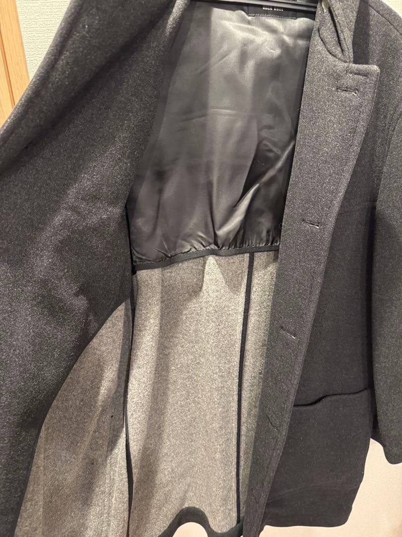 【週末限定価格】HUGO BOSS メンズフード付きウールコート　ブラック