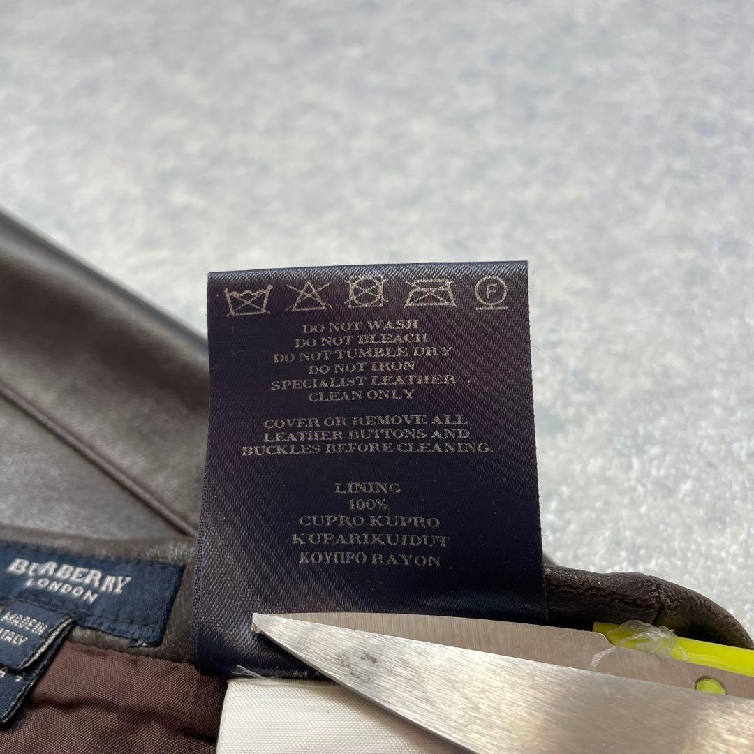 上質 バーバリー ロンドン ラムレザー プリーツスカート ダークブラウン UK6