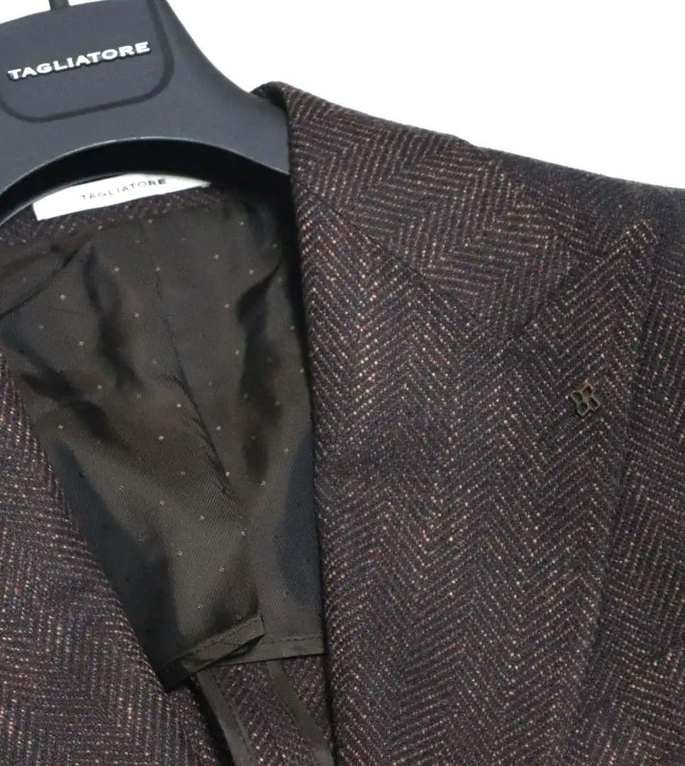新品タグ付き【タリアトーレ】毛シルク混 ヘリンボーン柄 2Bジャケット 54