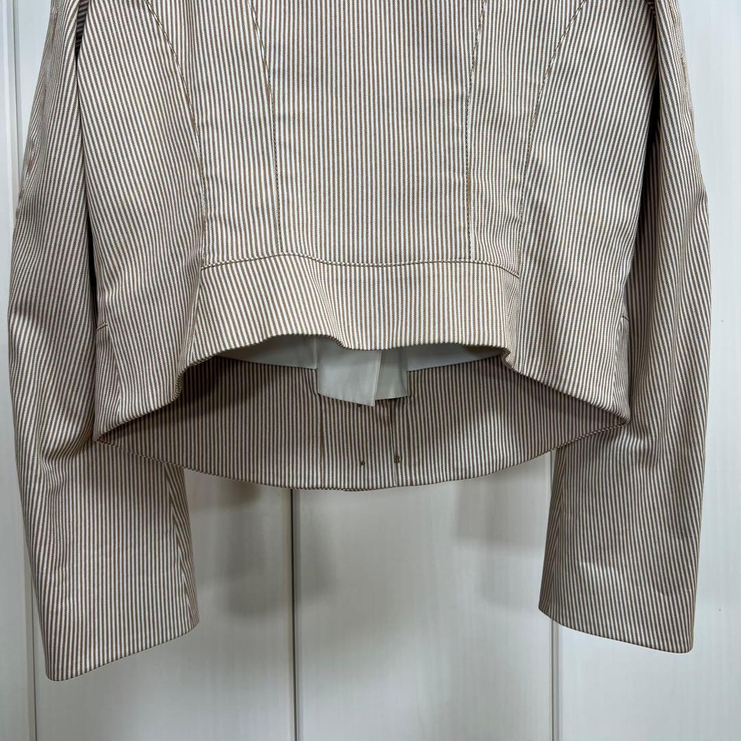 CELINE レイヤードデザイン ストライプノーカラージャケット 40