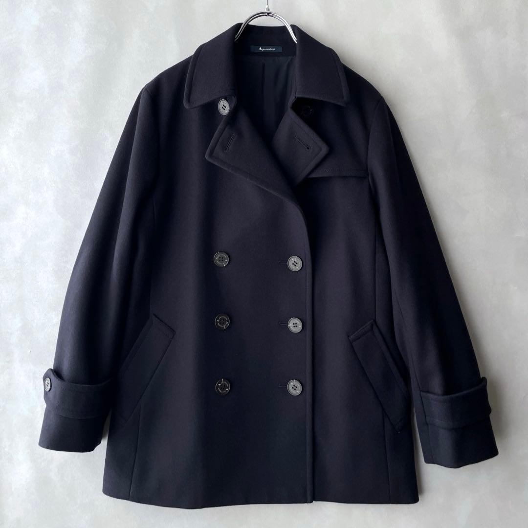 極美品✨アクアスキュータム 10万　ウールメルトン　ピーコート　M 8 ネイビー