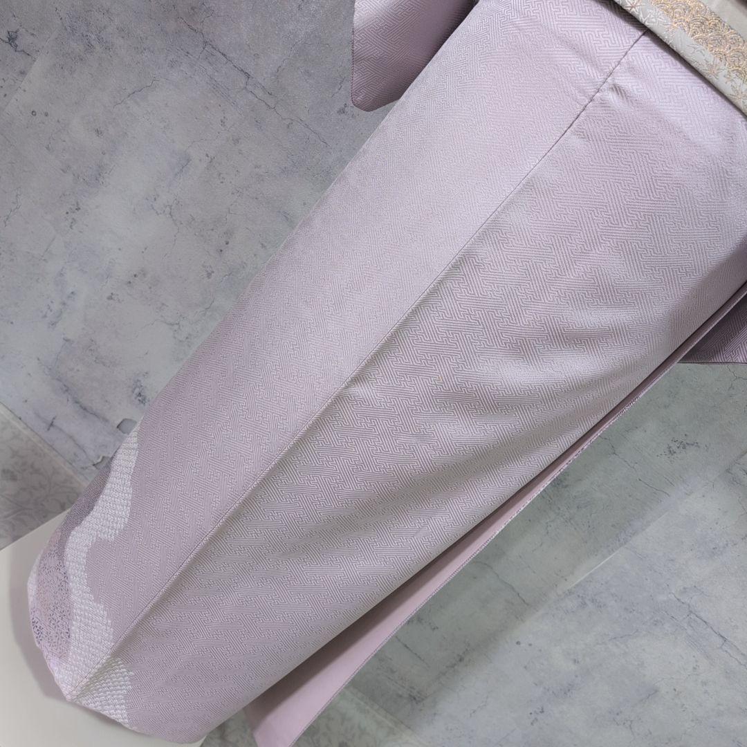 訪問着　フルセット　着物　正絹　薄紫　刺繍　絞り　Sサイズ　清楚　バチ衿　O5