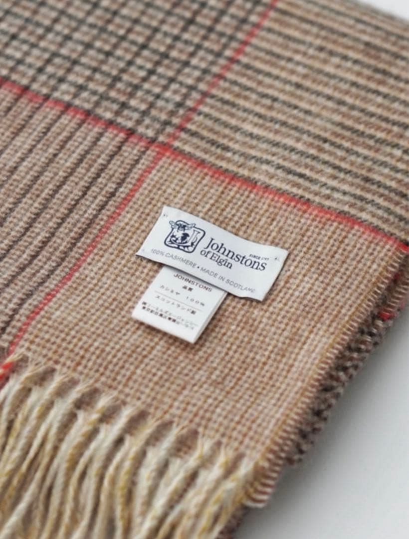 完売希少♡ ジョンストンズ 日本別注 カシミヤ 大判 ストール ベージュチェック