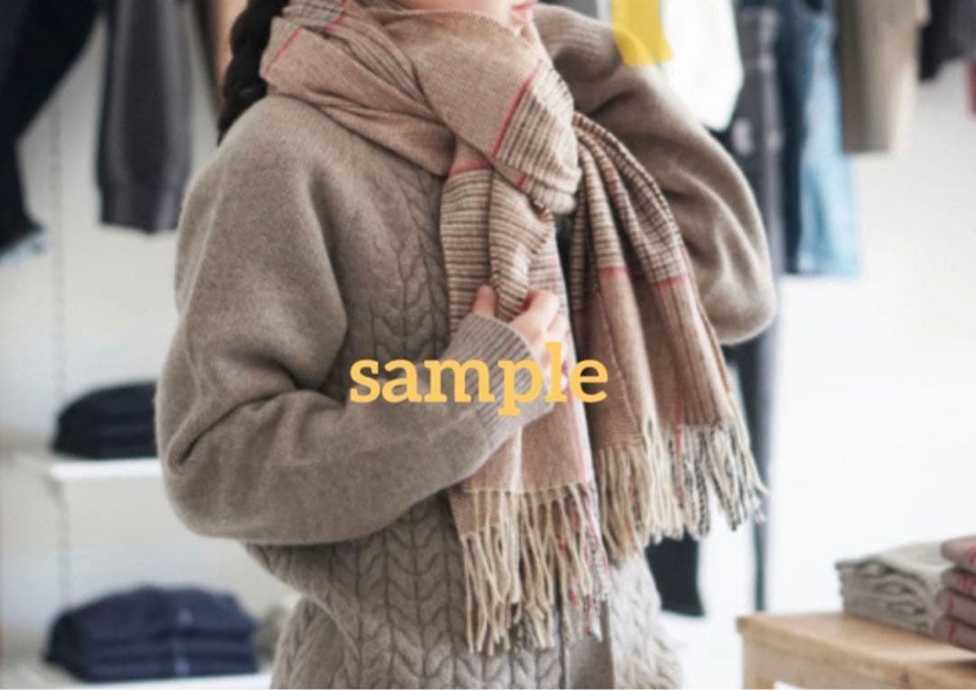 完売希少♡ ジョンストンズ 日本別注 カシミヤ 大判 ストール ベージュチェック
