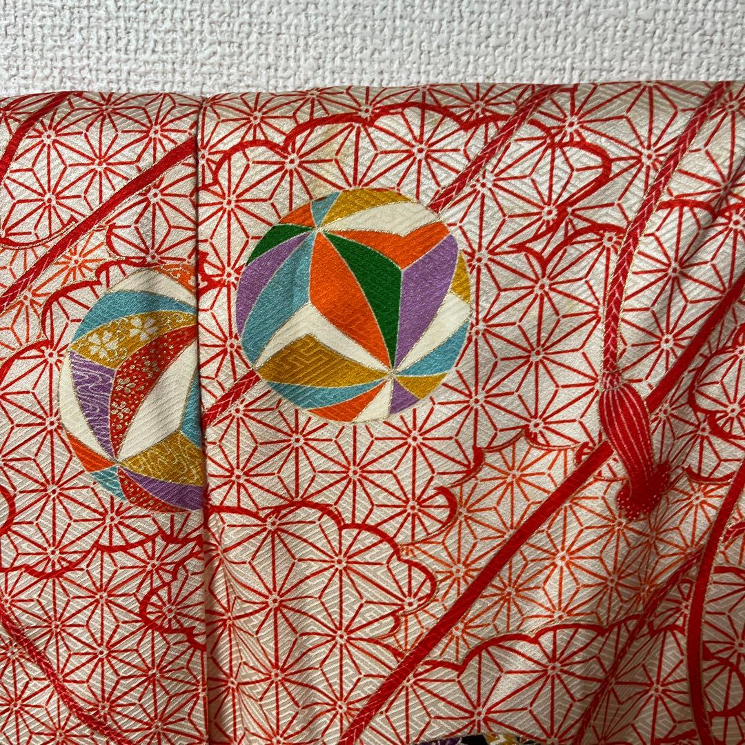 七五三　五歳　七歳　着物セット　アンティーク　かのこ　朱色