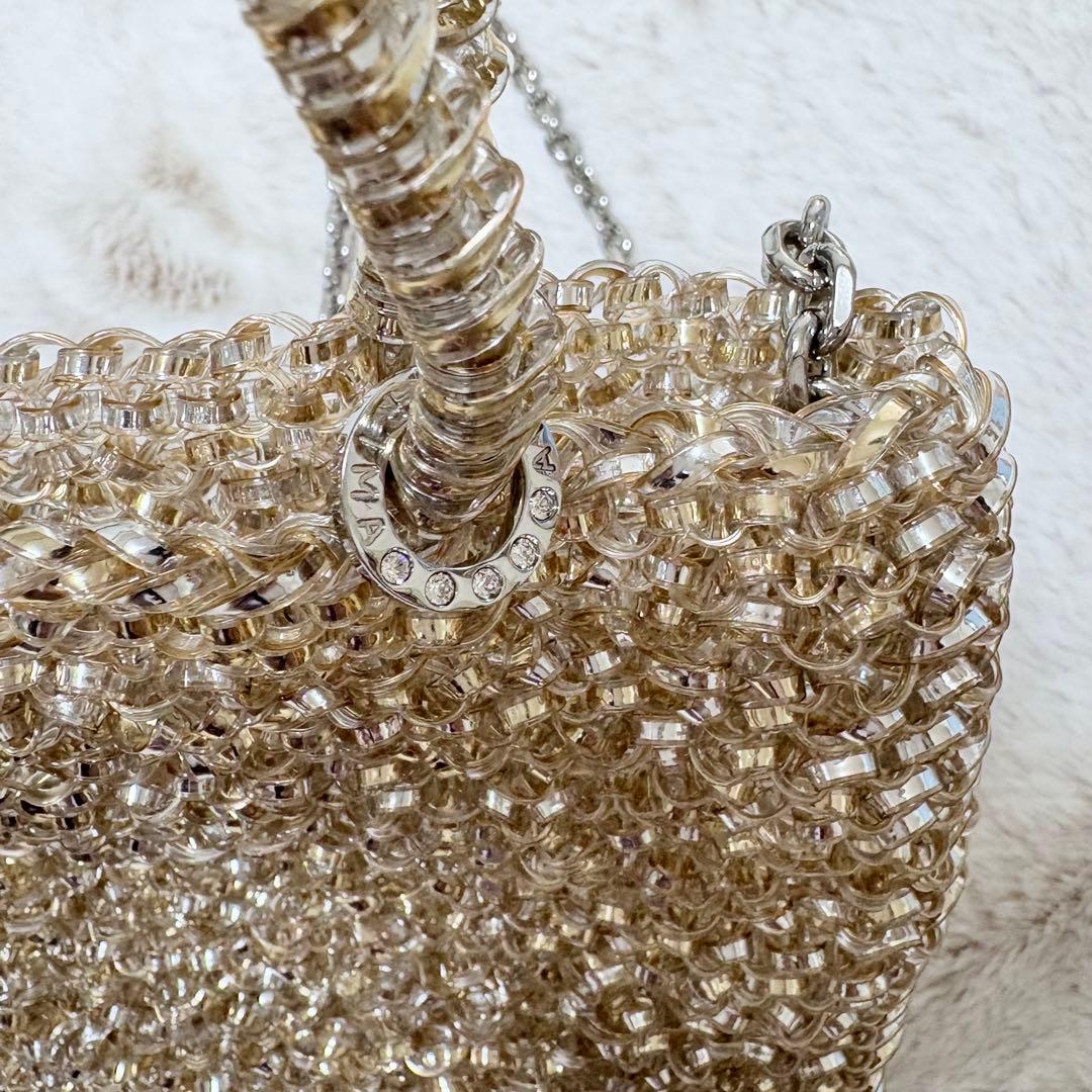 美品　アンテプリマ ワイヤーバッグ ミニアトゥーラ　ゴールド