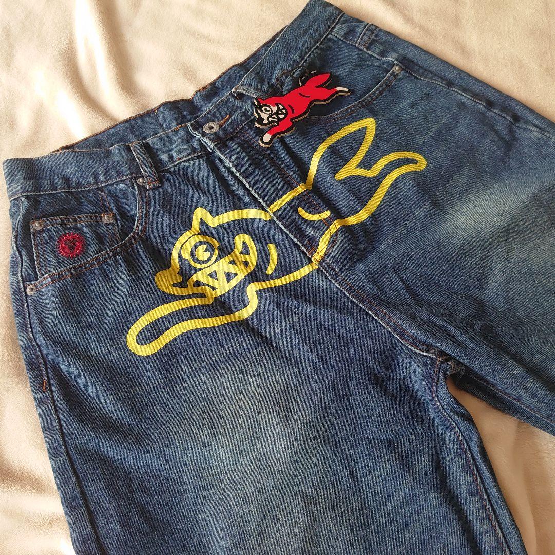 海外限定☆Icecream dog プリント デニムジーンズ ウォッシュ加工