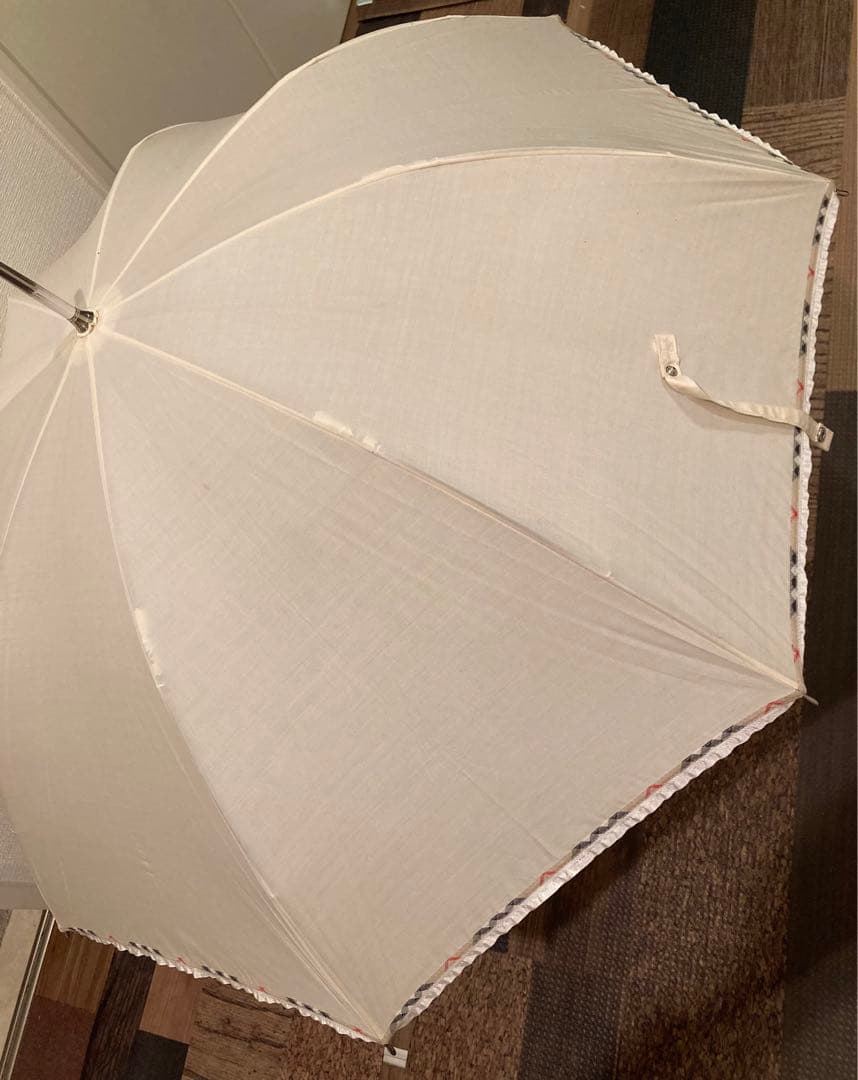 極美　Burberry バーバリー　日傘　UV アイボリー×ベージュノバチェック
