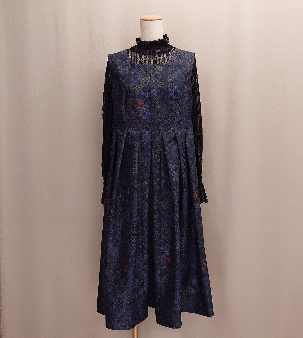 着物リメイク 配色ジャケットとプリーツワンピース