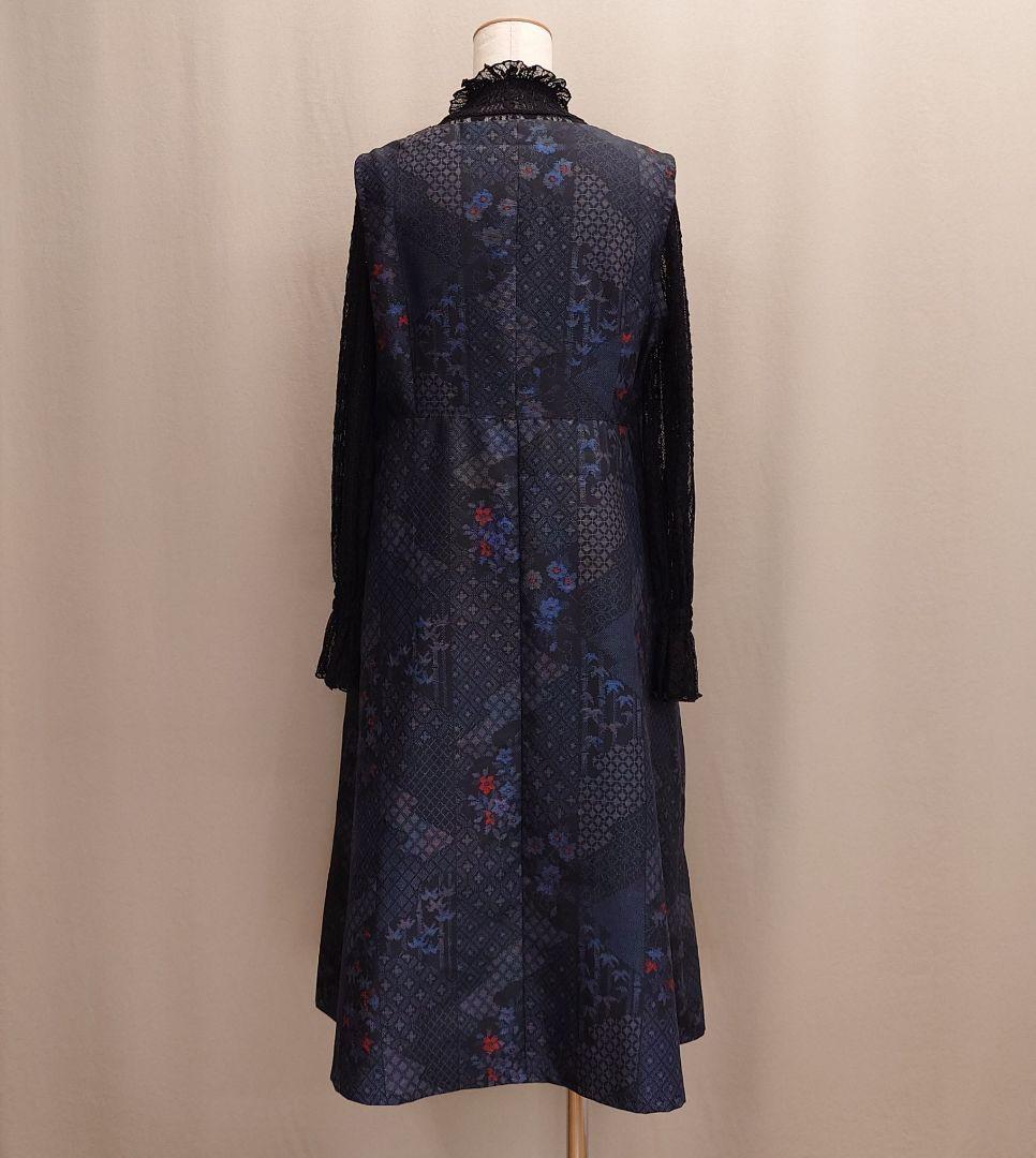 着物リメイク 配色ジャケットとプリーツワンピース