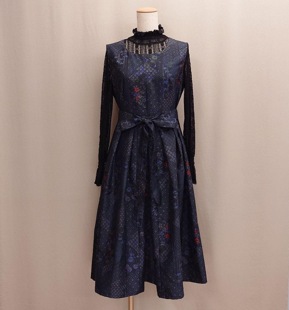 着物リメイク 配色ジャケットとプリーツワンピース