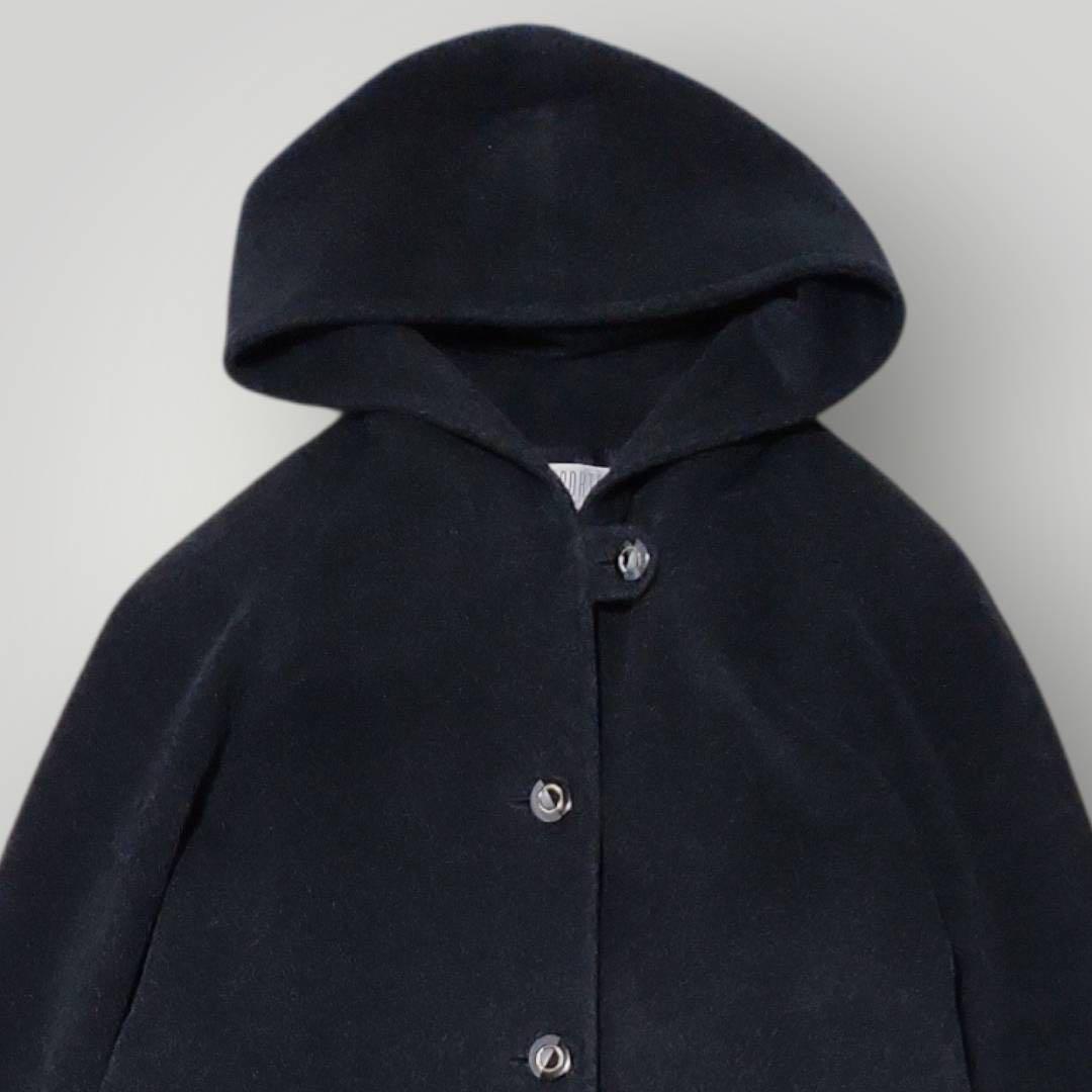 【美品級】東京スタイル アンゴラ マキシ丈 スーパーロングコート L フード付