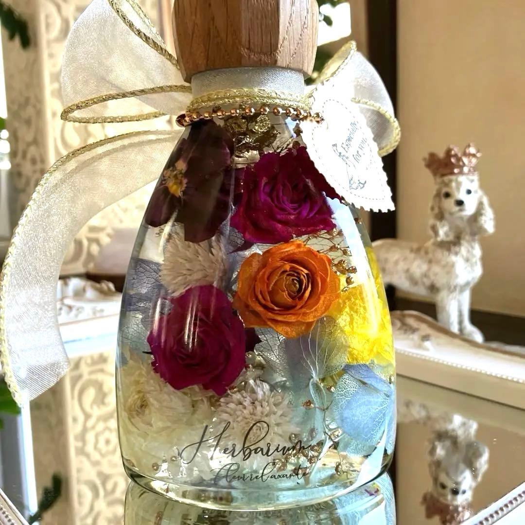 ◆ハーバリウム　309 ラナンとバラの華やかbottle *.:。✿*゜