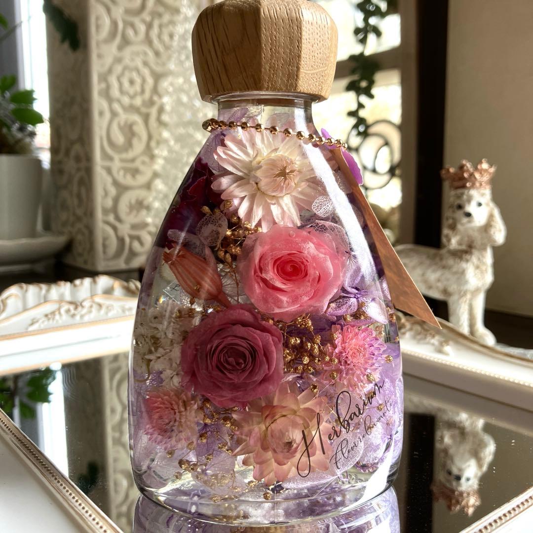 ◆ハーバリウム　309 ラナンとバラの華やかbottle *.:。✿*゜