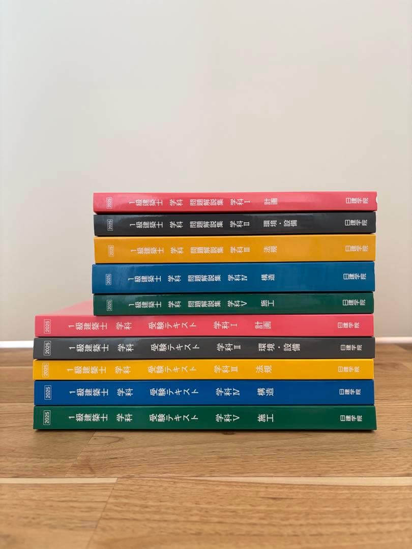 【最新】　一級建築士試験学科対策テキスト、問題集 日建学院　2025年度版