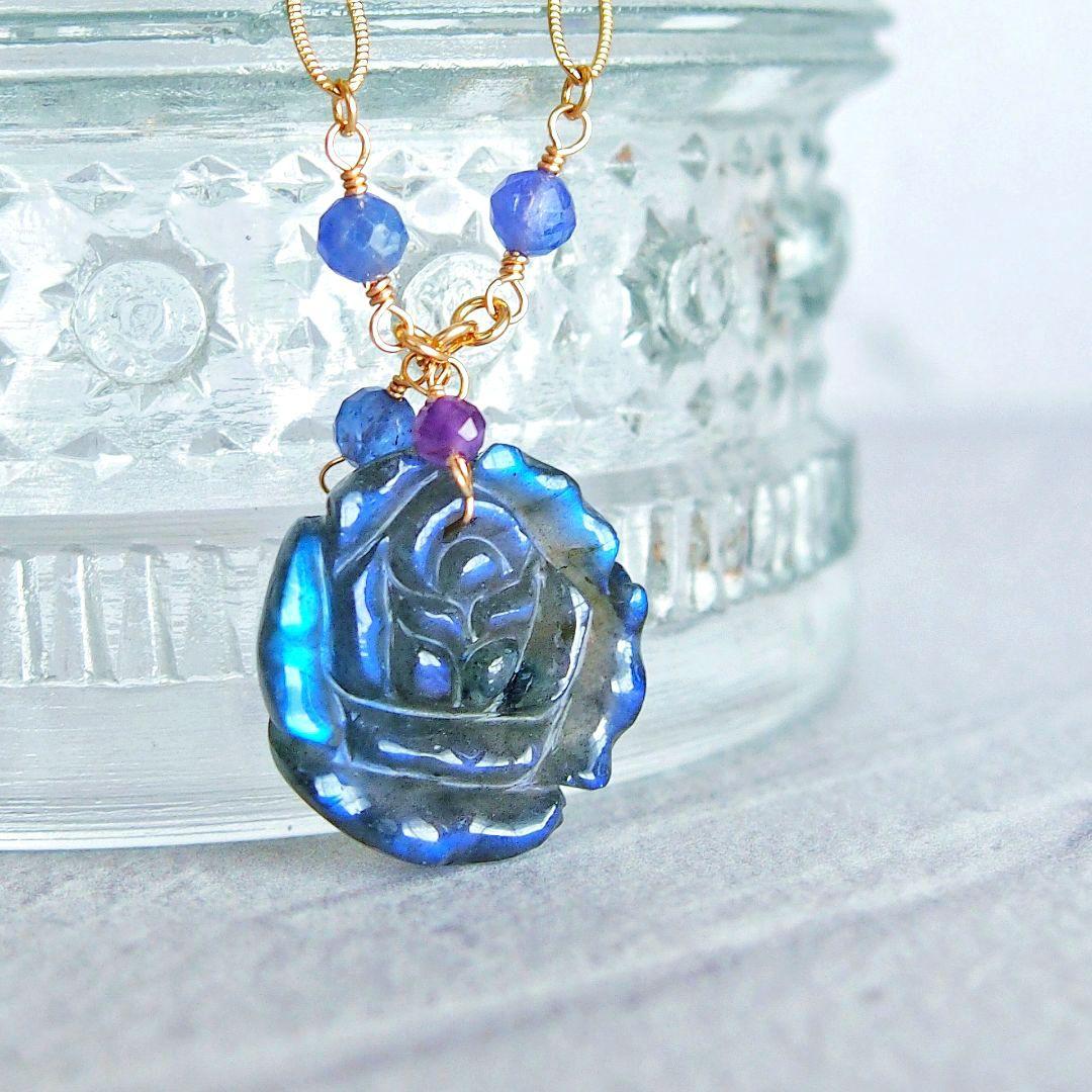 Kaya様　ラブラドライト　ローズカービング　ブレスレット　他2点