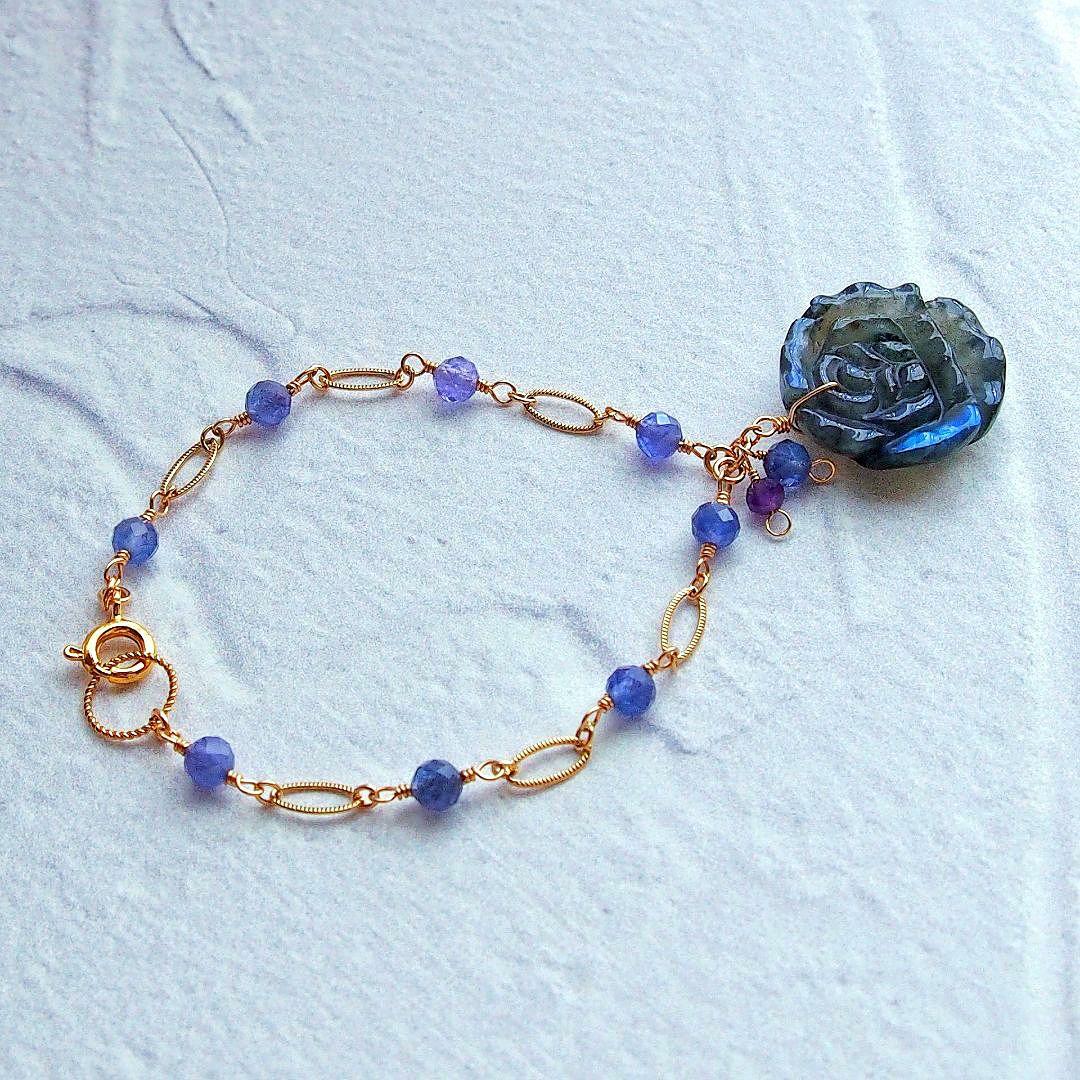 Kaya様　ラブラドライト　ローズカービング　ブレスレット　他2点