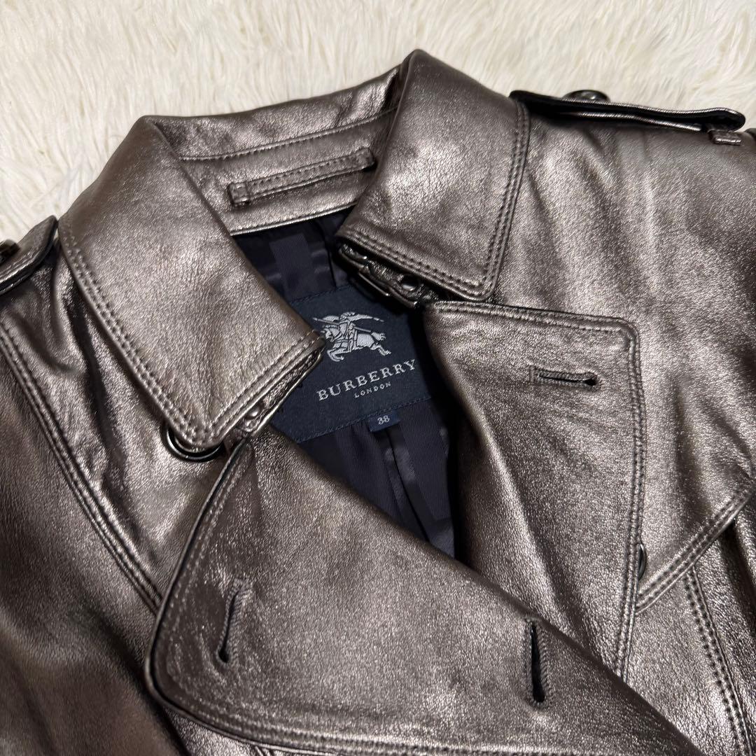 未使用タグ付き　バーバリーロンドン　ラムレザー トレンチコート　ノバチェック