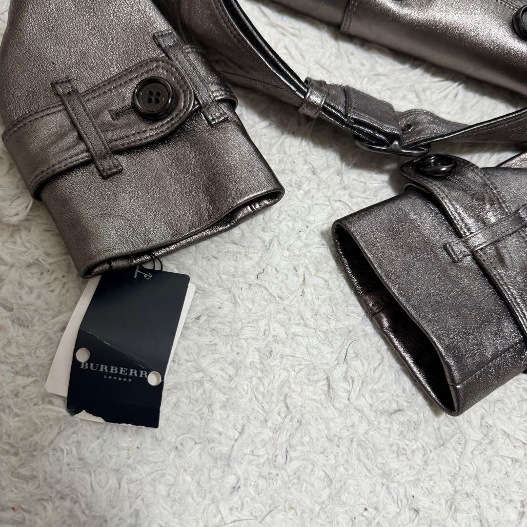 未使用タグ付き　バーバリーロンドン　ラムレザー トレンチコート　ノバチェック