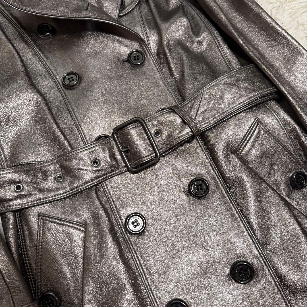 未使用タグ付き　バーバリーロンドン　ラムレザー トレンチコート　ノバチェック