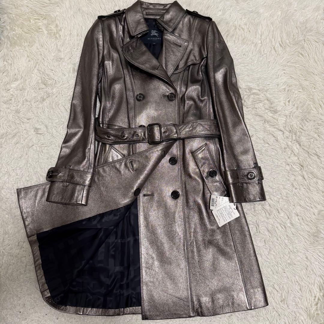 未使用タグ付き　バーバリーロンドン　ラムレザー トレンチコート　ノバチェック