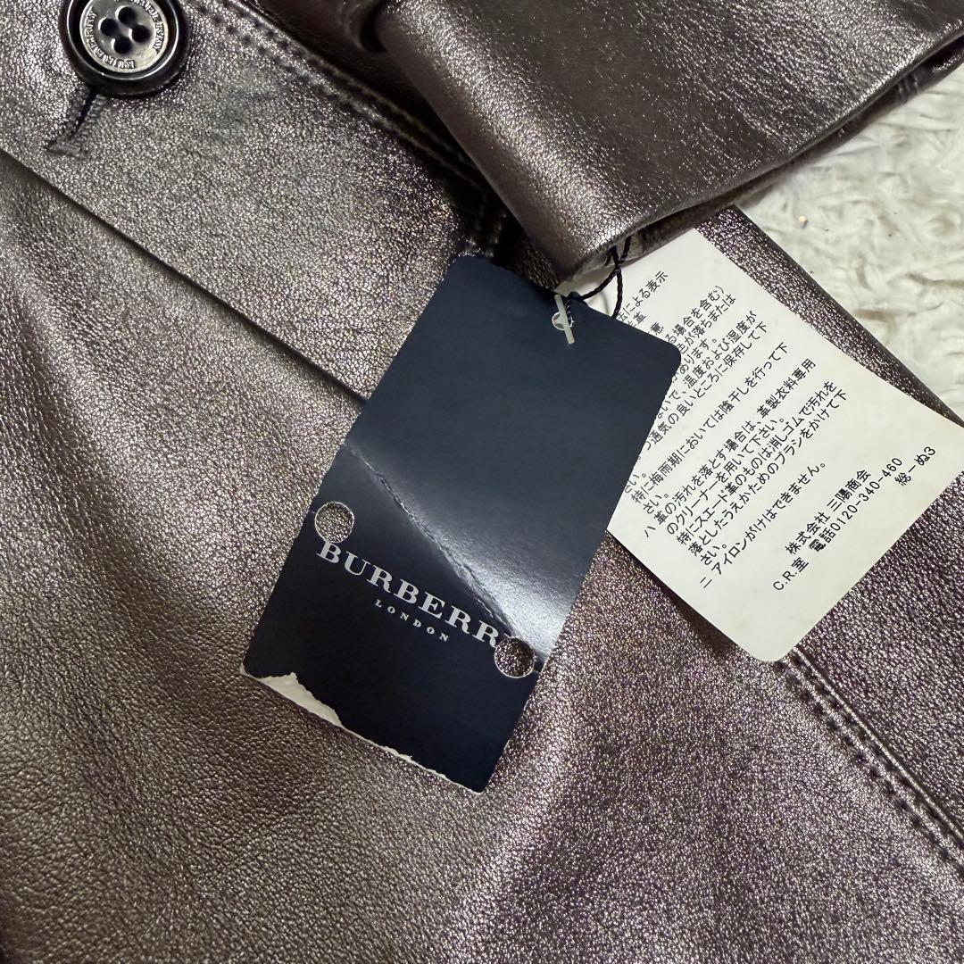 未使用タグ付き　バーバリーロンドン　ラムレザー トレンチコート　ノバチェック