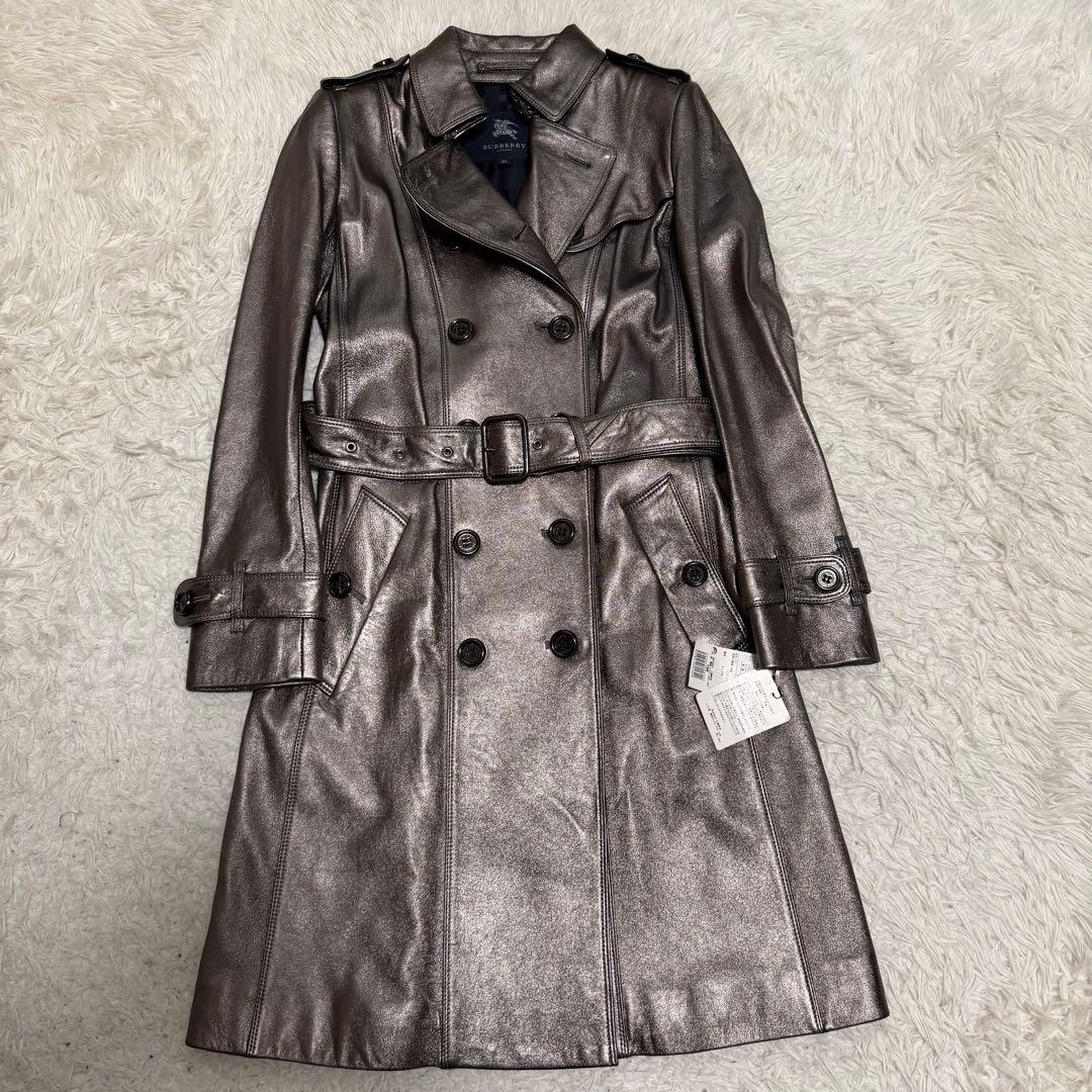 未使用タグ付き　バーバリーロンドン　ラムレザー トレンチコート　ノバチェック