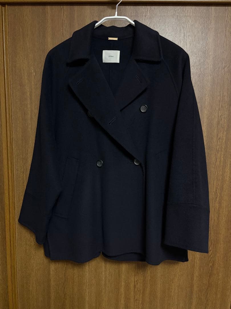 【週末お値下げ中】 IENAスーパー160ダブルフェイスショートコートネイビー