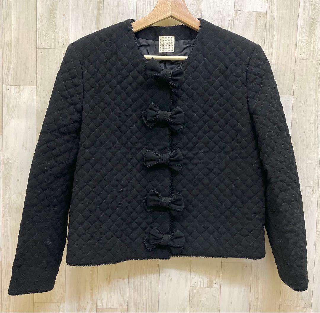 カネコイサオ KANEKO ISAO リボン キルティング ノーカラージャケット