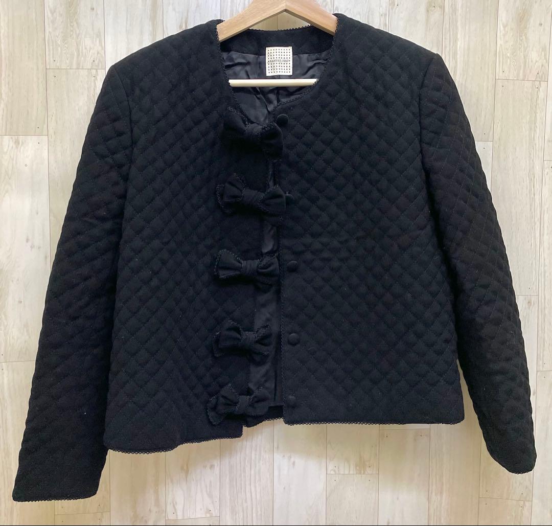 カネコイサオ KANEKO ISAO リボン キルティング ノーカラージャケット