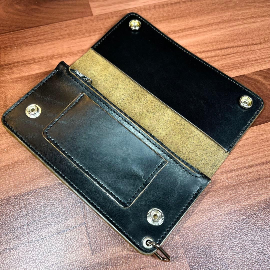 【トラッカーウォレット ロング】 3層 ホースバット シルバー　WALDES