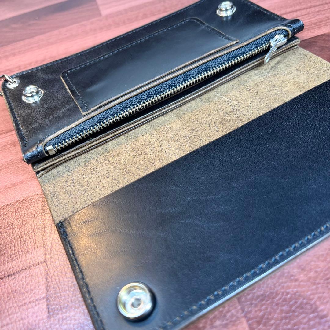 【トラッカーウォレット ロング】 3層 ホースバット シルバー　WALDES