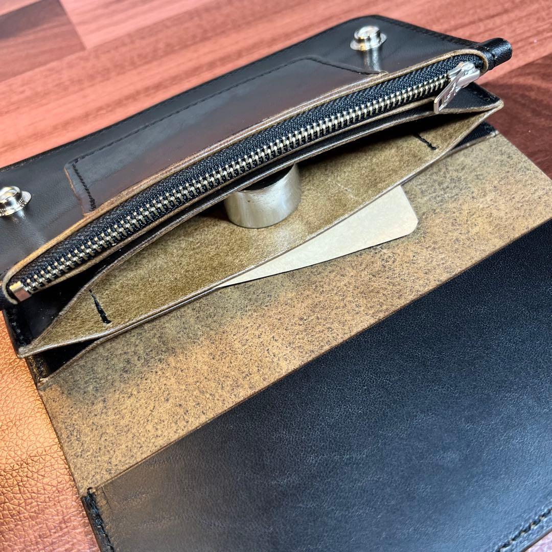 【トラッカーウォレット ロング】 3層 ホースバット シルバー　WALDES