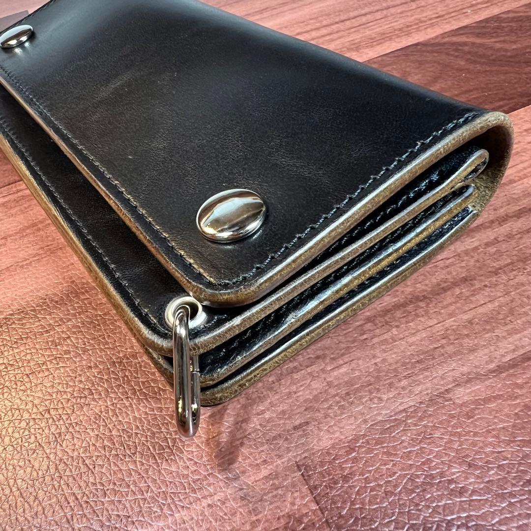 【トラッカーウォレット ロング】 3層 ホースバット シルバー　WALDES